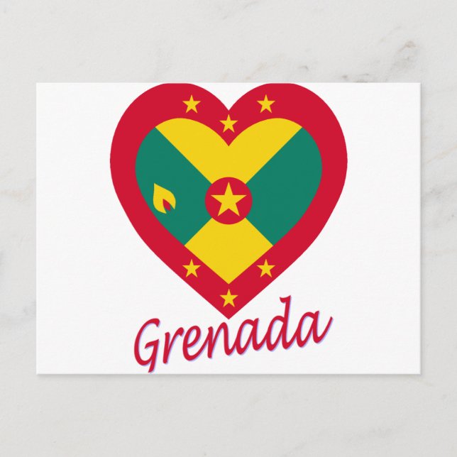 Carte Postale Coeur Drapeau Grenade (Devant)