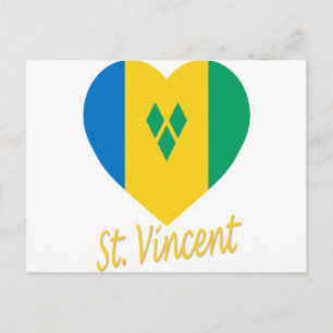 Carte Postale Coeur Drapeau St Vincent / Grenadines