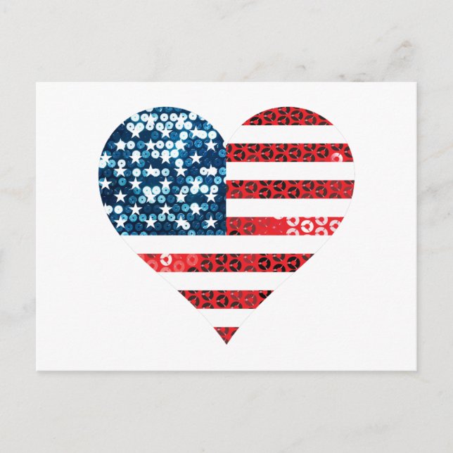 Carte Postale coeur du drapeau américain (Devant)