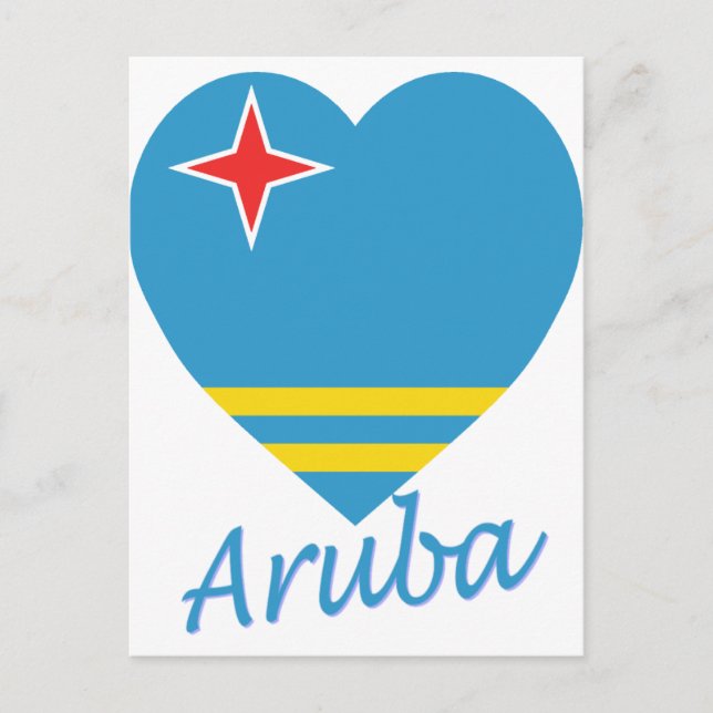 Carte Postale Coeur du drapeau d'Aruba (Devant)