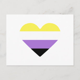 Carte Postale Cœur du drapeau de fierté non binaire