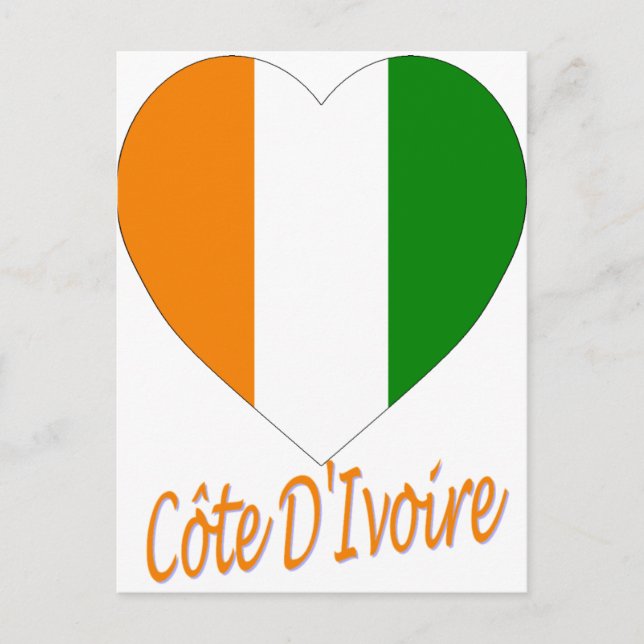 Carte Postale Coeur du drapeau de la Côte d'Ivoire (Devant)