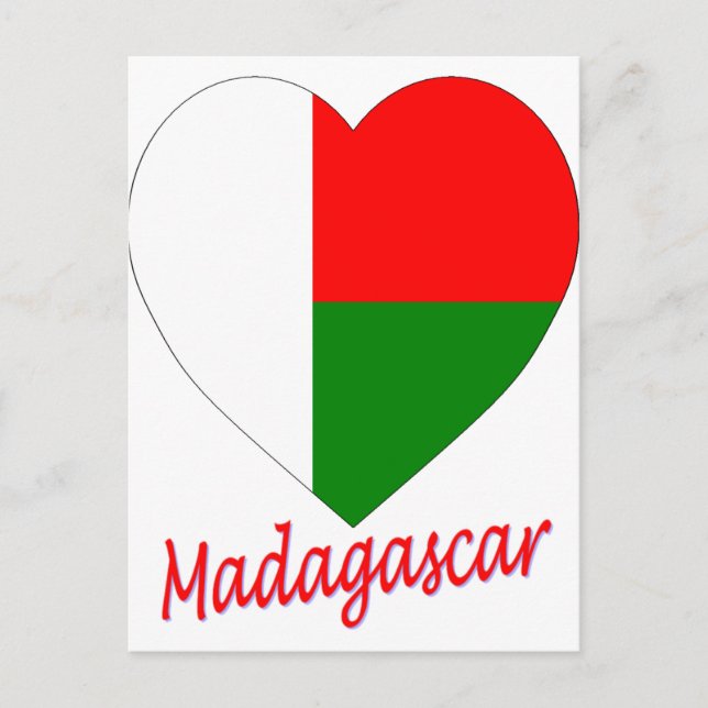 Carte Postale Coeur du drapeau de Madagascar (Devant)