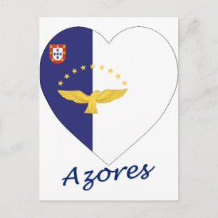 Carte Postale Coeur du drapeau des Açores