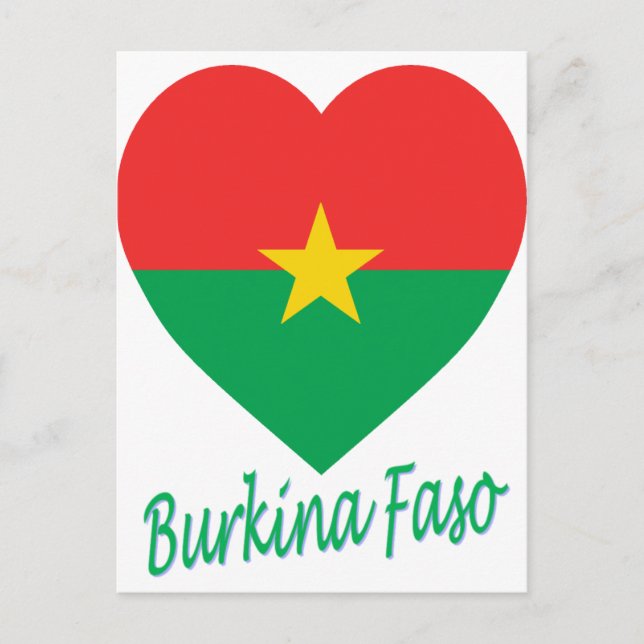 Carte Postale Coeur du drapeau du Burkina Faso (Devant)