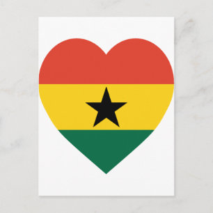 Carte Postale Coeur du drapeau du Ghana