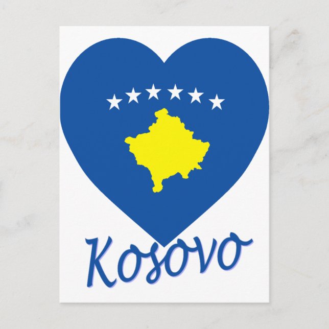 Carte Postale Coeur du drapeau du Kosovo (Devant)