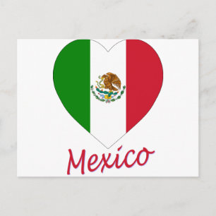 Carte Postale Coeur du drapeau du Mexique