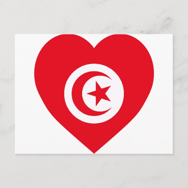 Carte Postale Coeur du drapeau tunisien (Devant)