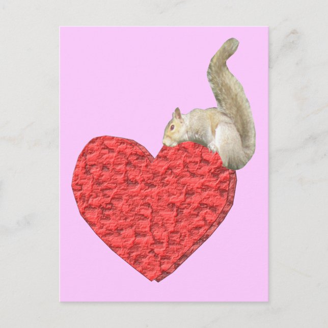 Carte postale Coeur écureuil rose (Devant)