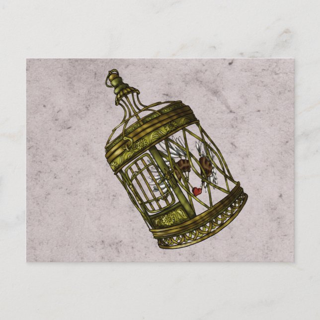 Carte Postale Coeur en cage (Devant)