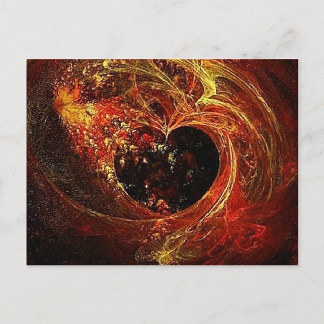 Carte Postale Cœur en feu (Devant)