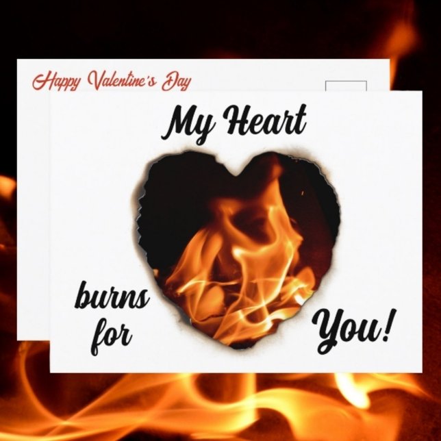 Carte Postale Coeur en feu Flames photographiques Saint Valentin (Créateur téléchargé)