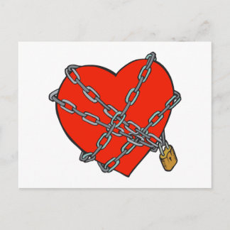 Carte Postale coeur enchaîné et verrouillé