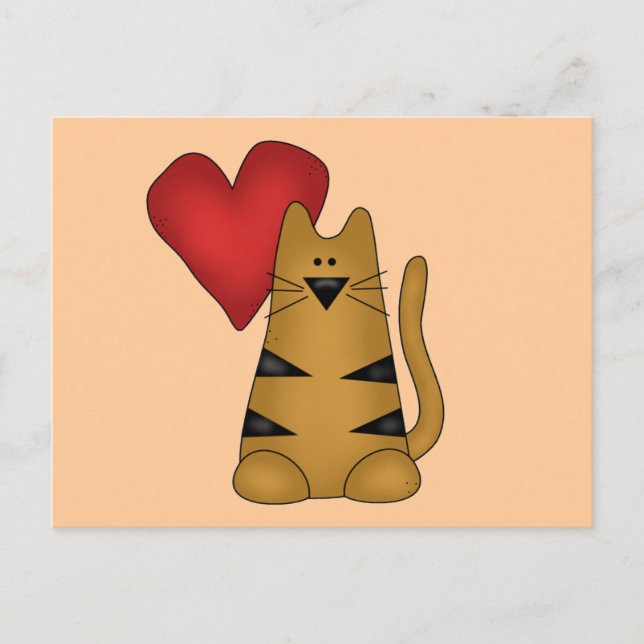 Carte Postale Coeur et T-shirts et cadeaux rayés de chat (Devant)