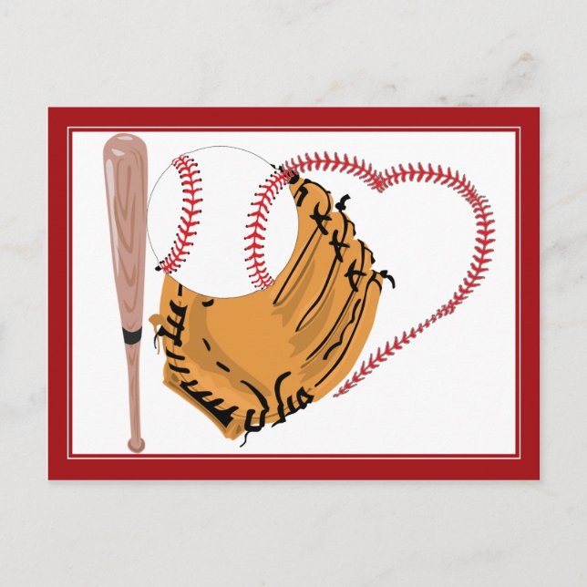 Carte Postale Coeur et texte du baseball (Devant)