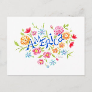 Carte postale cœur floral américain
