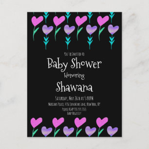 Carte Postale Coeur Floral Valentines Jour Baby shower Invitatio