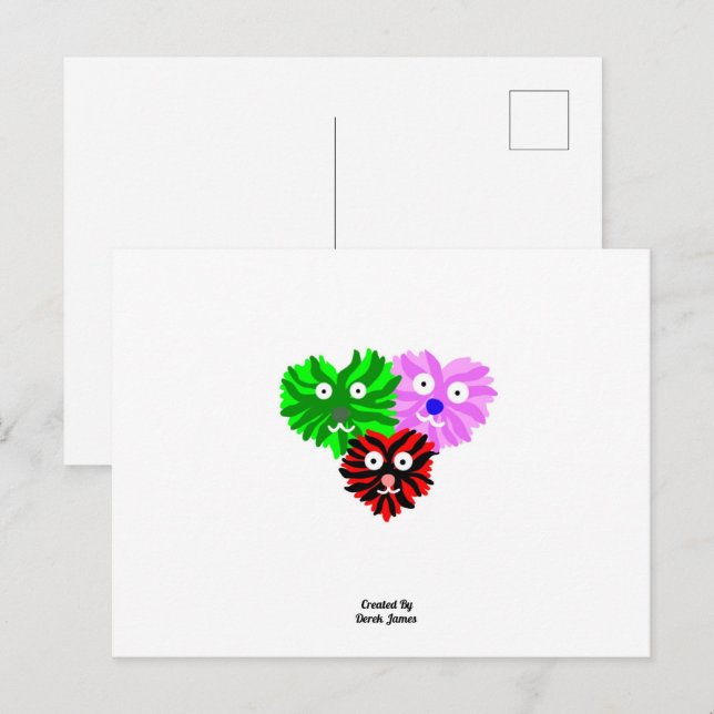 Carte postale Coeur Fuzzies (Devant / Derrière)