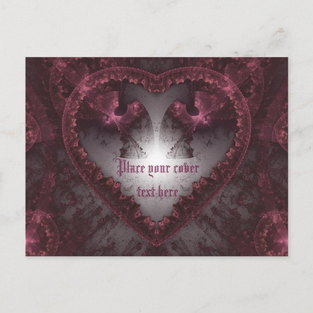 Carte Postale Coeur gothique pourpre 001 (Devant)