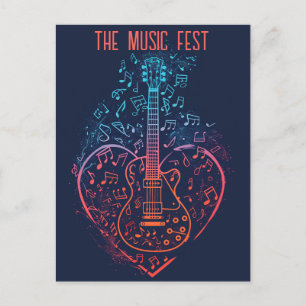 Carte Postale Coeur guitare