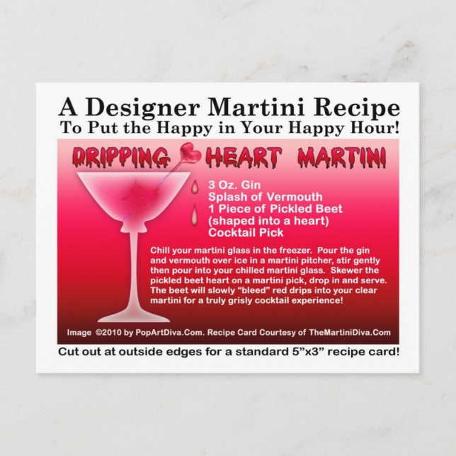 Carte postale Coeur Halloween Martini Recette (Devant)