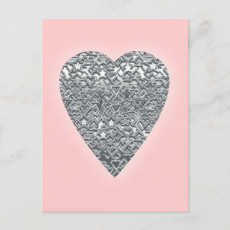 Carte Postale Cœur. Imprimé gris clair et Motif gris moyen.