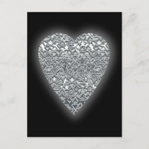 Carte Postale Cœur. Imprimé gris clair et Motif gris moyen.