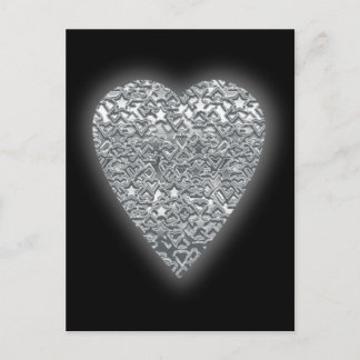 Carte Postale Cœur. Imprimé gris clair et Motif gris moyen.
