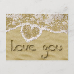 Carte Postale Coeur "Love you" écrit dans Sable