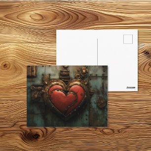 Carte Postale Cœur Métal Riveté Art Steampunk