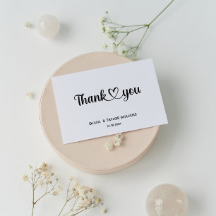 Carte Postale Coeur minimaliste en Merci noir et blanc