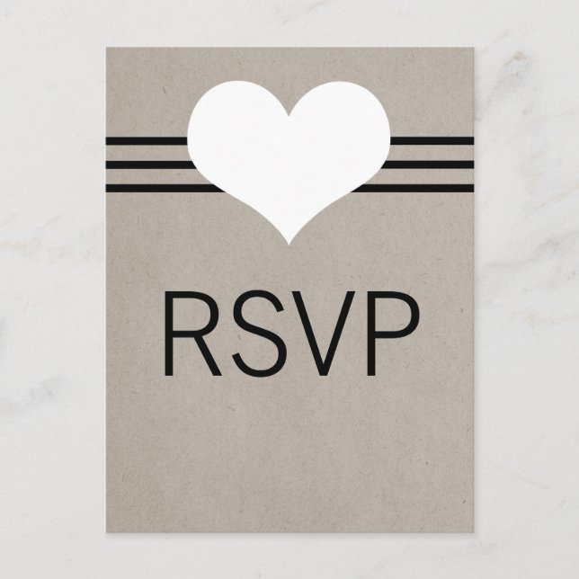 Carte postale Coeur moderne RSVP, Beige (Devant)