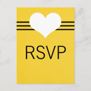 Carte postale Coeur moderne RSVP, Jaune
