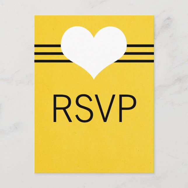 Carte postale Coeur moderne RSVP, Jaune (Devant)