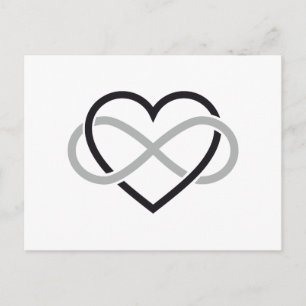 Carte Postale Coeur noir avec signe infini