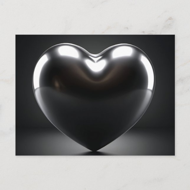 Carte Postale Coeur Noir Digital Art (Devant)