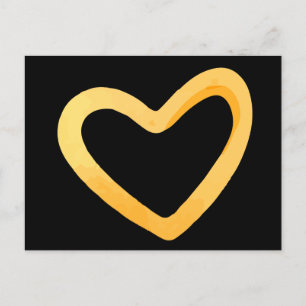 Carte Postale Coeur or sur arrière - plan noir