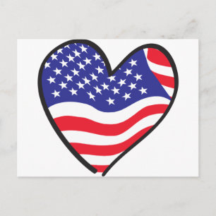 Carte Postale Coeur patriotique - Drapeau USA