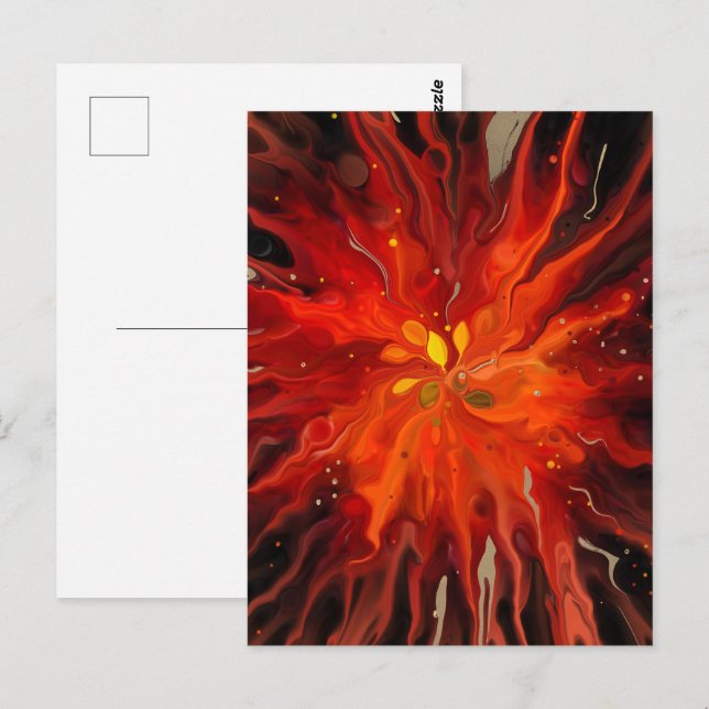Carte Postale Cœur Pourpre – Explosion d'Énergie Abstraite Arden (Devant / Derrière)