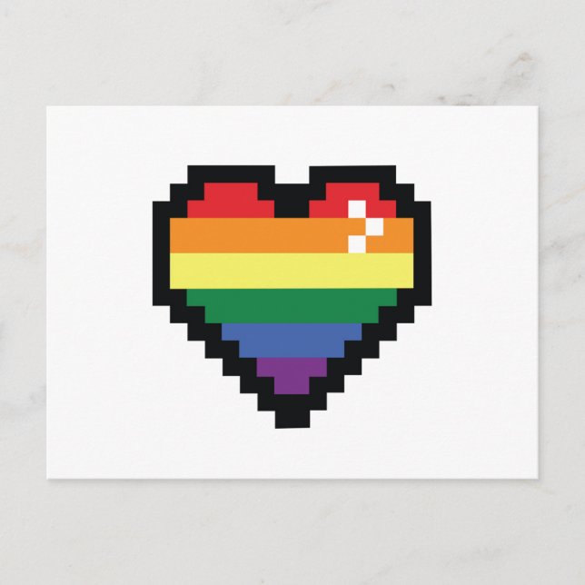 Carte Postale Coeur Rainbow Pixel (Devant)