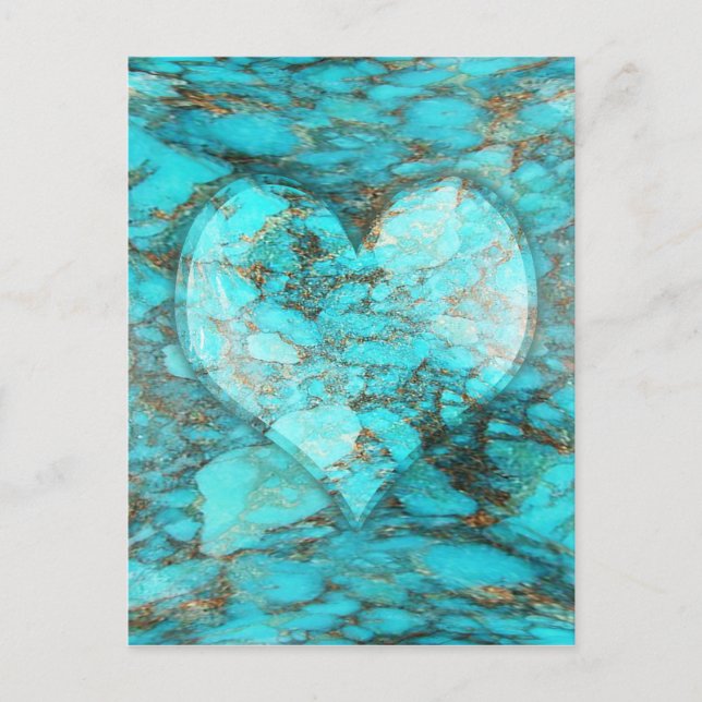 Carte Postale Coeur Rocher Turquoise (Devant)