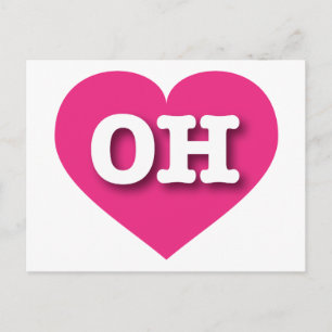 Carte Postale Coeur rose chaud de l'Ohio - J'aime OH