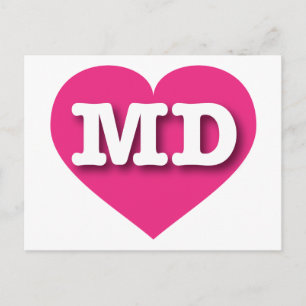 Carte Postale Coeur rose chaud du Maryland - J'aime MD