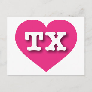 Carte Postale Cœur rose chaud du Texas - J'aime TX