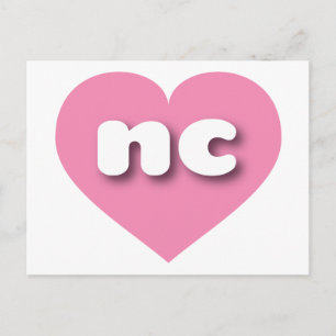 Carte Postale Coeur rose de Caroline du Nord - J'aime nc