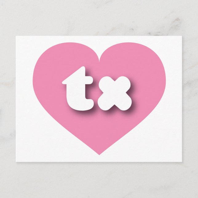 Carte Postale Coeur rose du Texas - J'aime tx (Devant)
