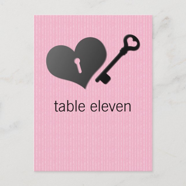 Carte postale Coeur rose et table de clé (Devant)