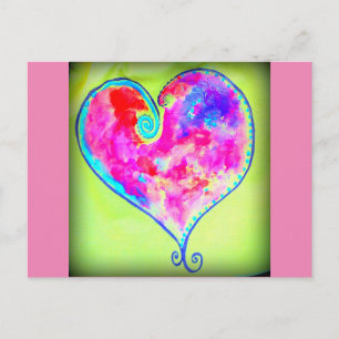 Carte Postale coeur rose tourbillonnant