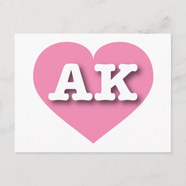 Carte Postale Cœur rose uni d'Alaska - J'aime AK (Devant)